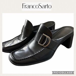 Franco Sarto Arctic Leather black heels Mules size 8.5